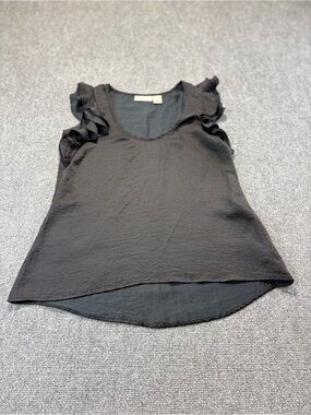 OKNYJEANS Womens Size M 100% Polyester Ruffle Sleeveless Black
Blouse